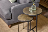 Nkuku Maba Nest of Side Tables Antique Brass