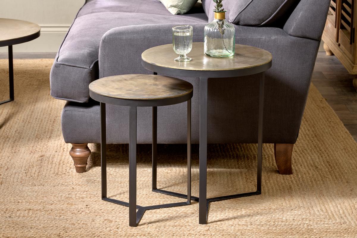 Nkuku Maba Nest of Side Tables Antique Brass – Amos Lighting + Home