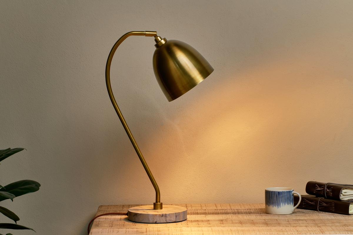 Nkuku Mahra Marble & Metal Desk Lamp