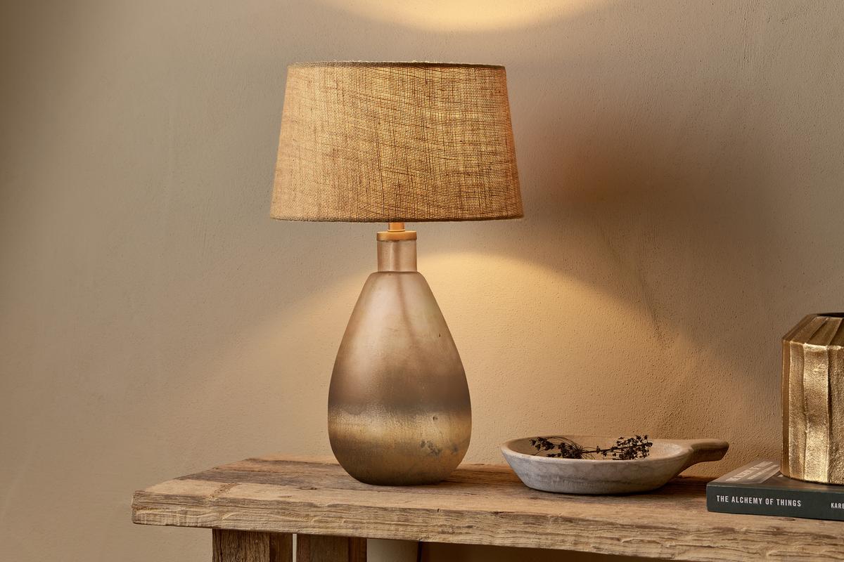 Nkuku Palla Recycled Rustic Smoke Glass Table Lamp