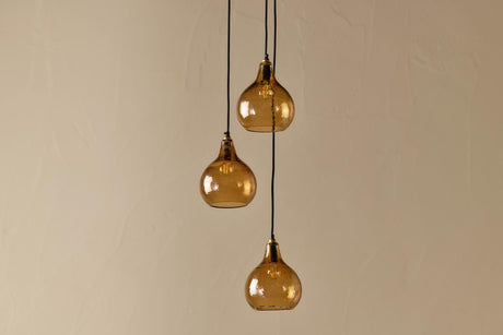 Nkuku Ziva 3 Light Recycled Smoke Brown Glass Cluster Pendant