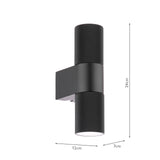 Dar Obi 2 Light Outdoor Wall Light Matt Black IP54