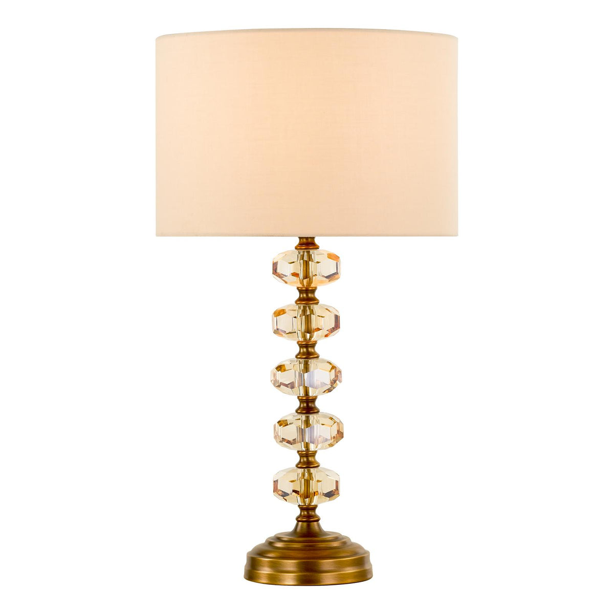 Dar Oleana Table Lamp Antique Bronze and Amber Crystal With Shade