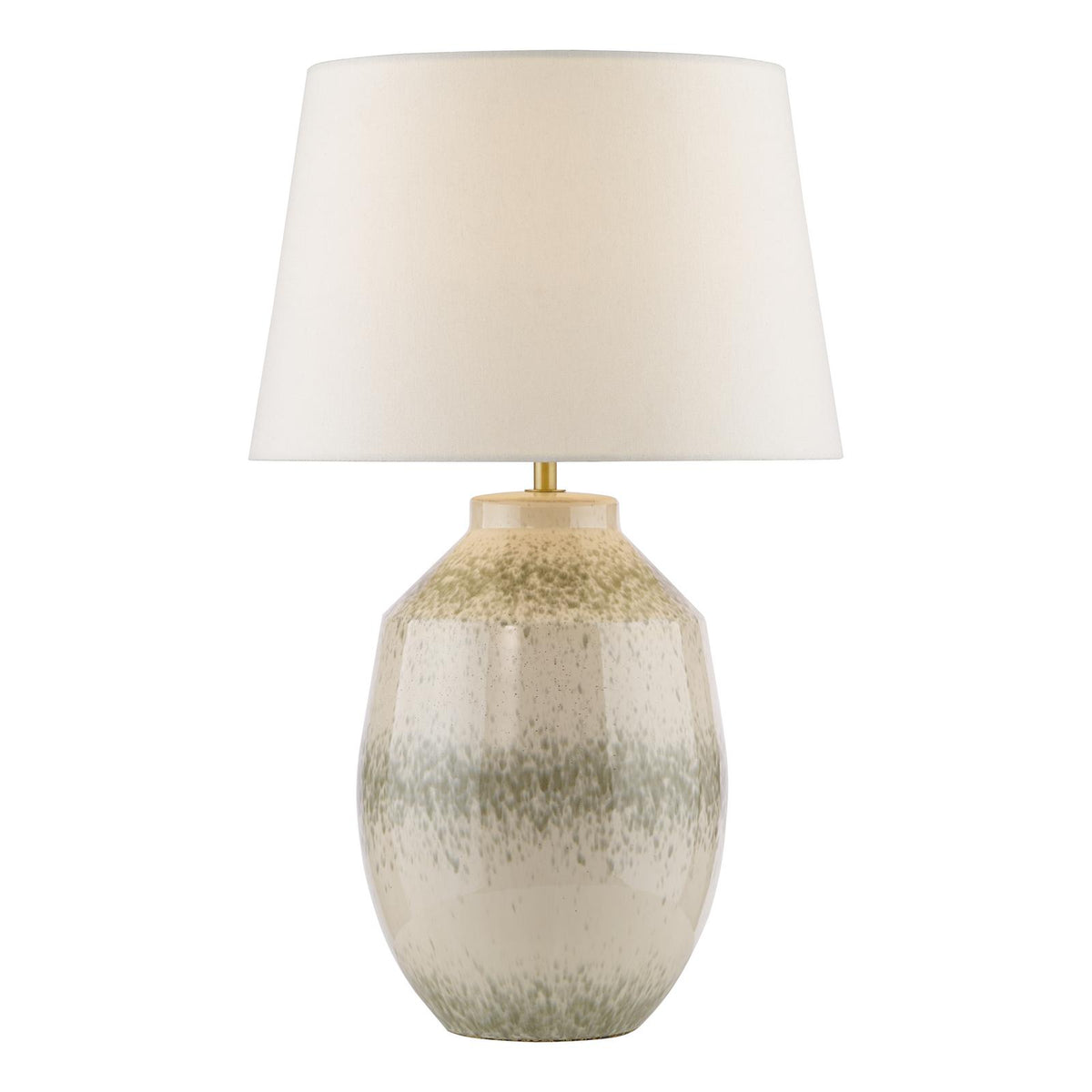 Dar Omari Table Lamp Green Ceramic and Antique Brass With Shade