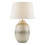 Dar Omari Table Lamp Green Ceramic and Antique Brass With Shade
