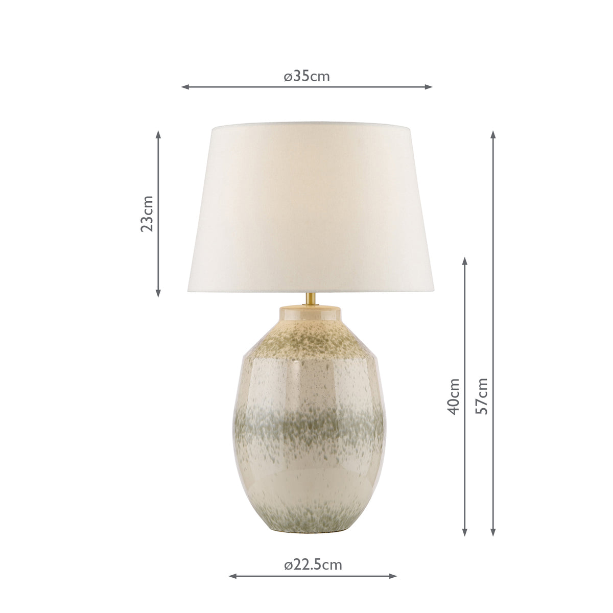 Dar Omari Table Lamp Green Ceramic and Antique Brass With Shade