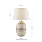 Dar Omari Table Lamp Green Ceramic and Antique Brass With Shade