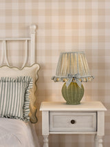 Dar Omer Table Lamp Matt Green and Antique Brass With Shade