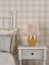 Dar Omer Table Lamp Matt Taupe and Antique Brass With Shade