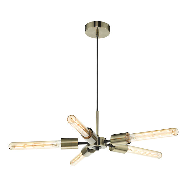 Dar Onika 5 Light Pendant Chandelier Antique Brass Matt Black –  from Amos Lighting + Home