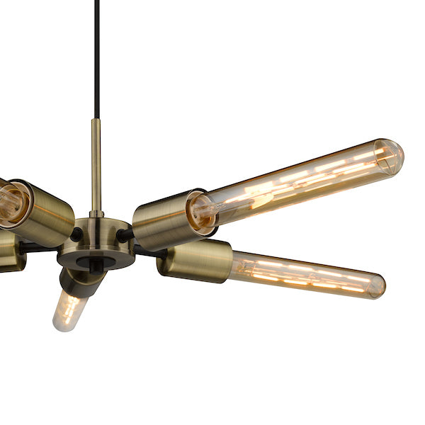 Dar Onika 5 Light Pendant Chandelier Antique Brass Matt Black –  from Amos Lighting + Home