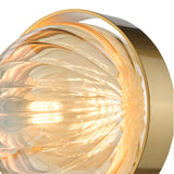 Dar Ophira Wall Light Antique Gold and Amber Ribbed Glass
