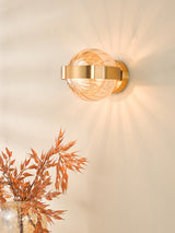 Dar Ophira Wall Light Antique Gold and Amber Ribbed Glass