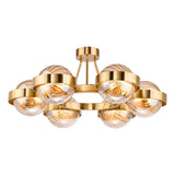 Dar Ophira 6 Light Semi-Flush Antique Gold and Amber Ribbed Glass