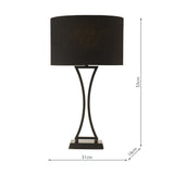 Dar Oporto Table Lamp Matt Black With Shade