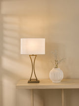 Dar Oporto Table Lamp Aged Brass With Shade