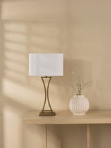 Dar Oporto Table Lamp Aged Brass With Shade