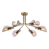 Dar Ordelle 6 Light Adjustable Semi-Flush Antique Bronze and Tea Smoked Glass