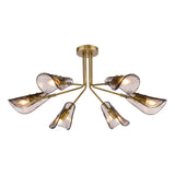 Dar Ordelle 6 Light Adjustable Semi-Flush Antique Bronze and Tea Smoked Glass