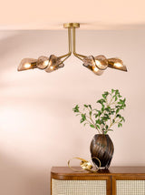 Dar Ordelle 6 Light Adjustable Semi-Flush Antique Bronze and Tea Smoked Glass