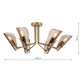 Dar Ordelle 6 Light Adjustable Semi-Flush Antique Bronze and Tea Smoked Glass
