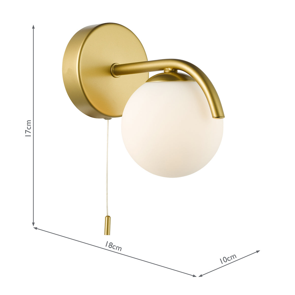 Dar Orlena Wall Light Satin Gold and Opal Glass