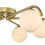 Dar Orlena 6 Light Flush Satin Gold and Opal Glass