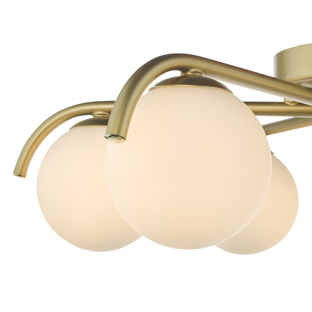Dar Orlena 6 Light Flush Satin Gold and Opal Glass