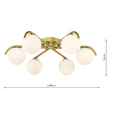 Dar Orlena 6 Light Flush Satin Gold and Opal Glass