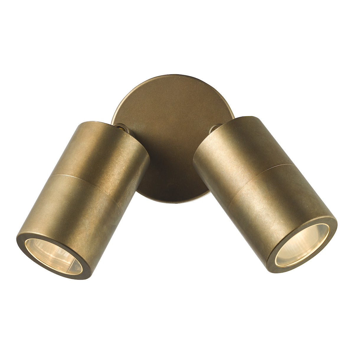 Dar Ortega 2 Light Outdoor Wall Light Aged Brass and Glass IP65
