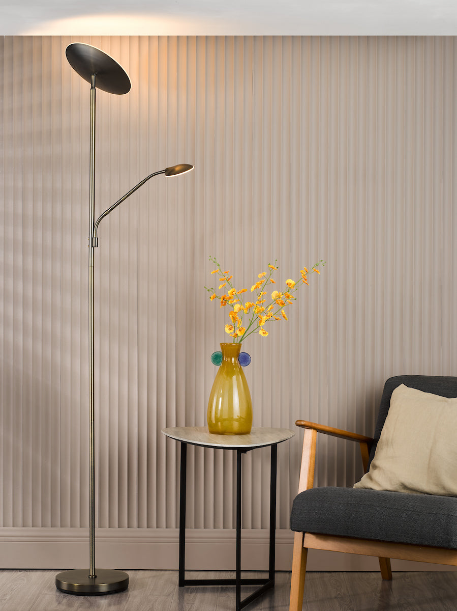 Dar Osbert Mother & Child Floor Lamp Satin Bronze LED