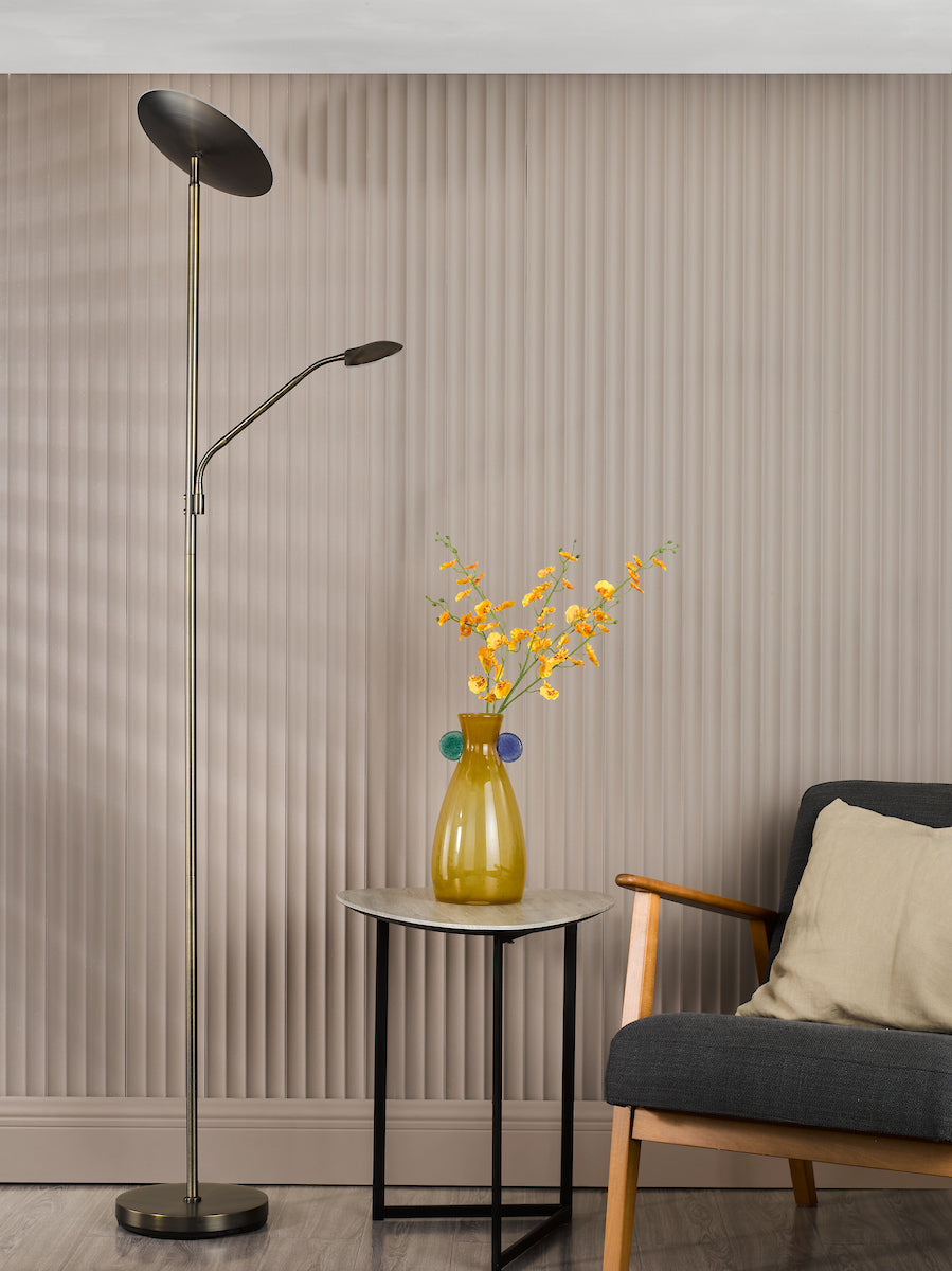 Dar Osbert Mother & Child Floor Lamp Satin Bronze LED