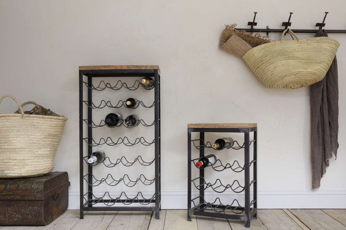 Nkuku Obra Industrial Wine Rack Mango Wood & Iron Large
