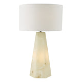 Dar Paget Table Lamp Dual Lit Alabaster White With Shade