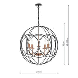 Dar Phoenix 5 Light Pendant Black & Copper –  from Amos Lighting + Home