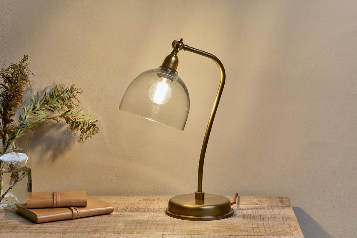 Nkuku Purnia Glass & Metal Desk Lamp