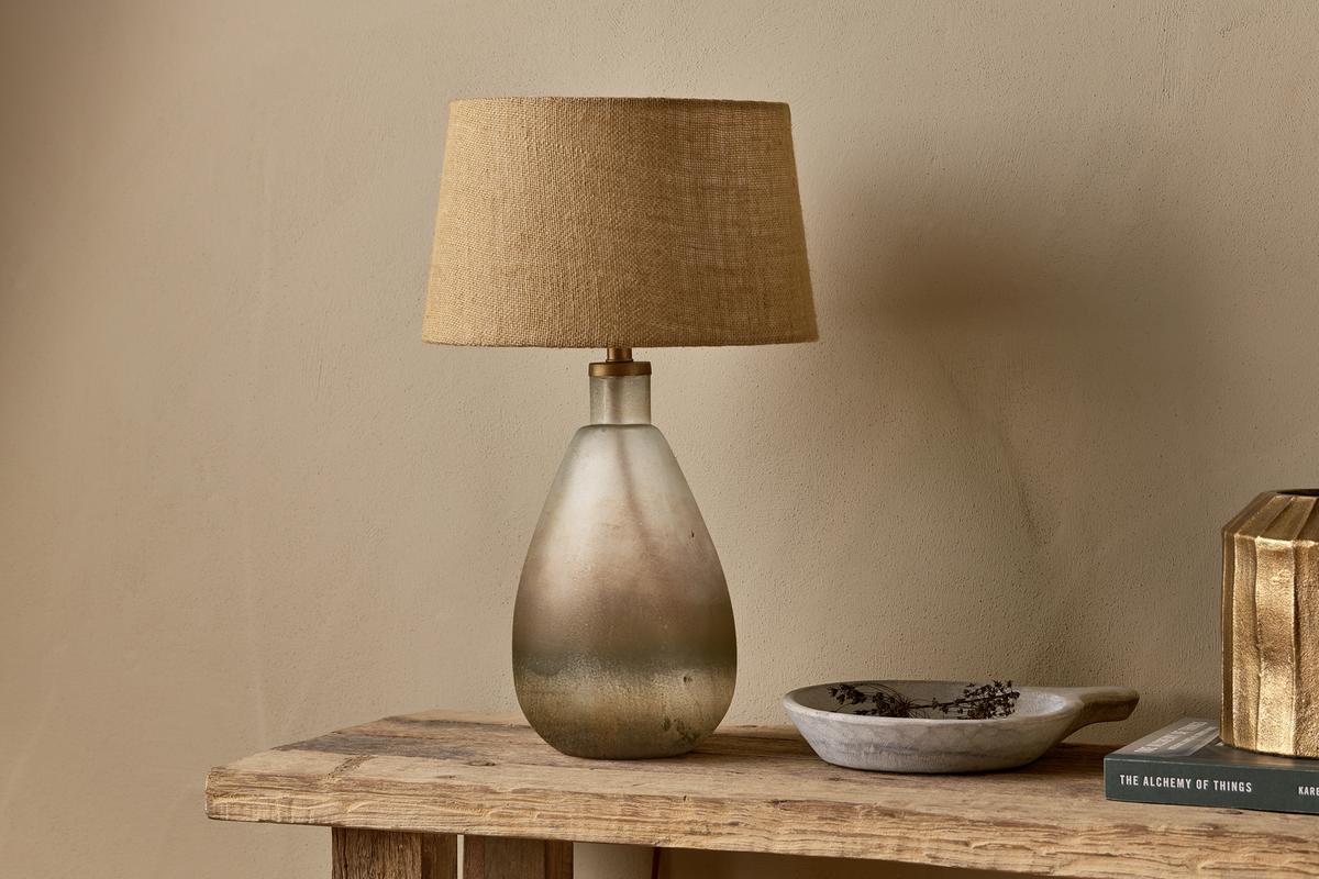 Nkuku Palla Recycled Rustic Smoke Glass Table Lamp