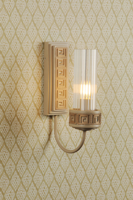 David Hunt Plato Wall Light Ribbed Glass and Cream/Gold Bracket Only