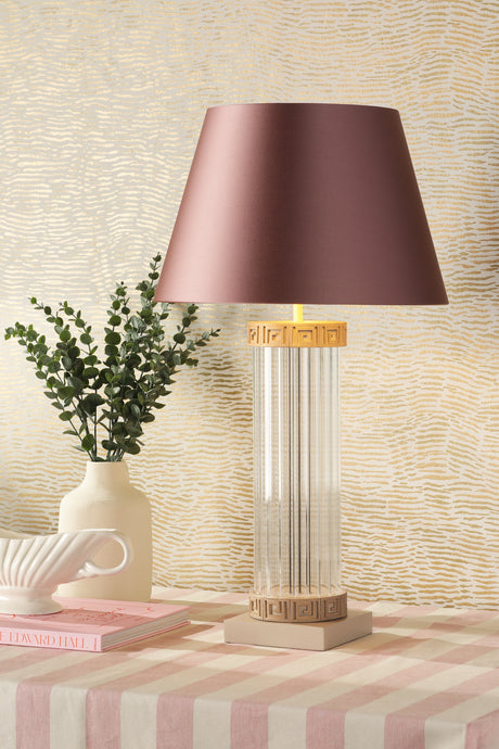 David Hunt Plato Table Lamp Ribbed Glass and Cream/Gold Base Only