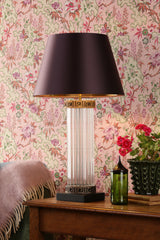 David Hunt Plato Table Lamp Ribbed Glass and Black/Gold Base Only