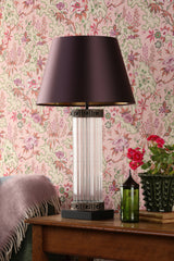 David Hunt Plato Table Lamp Ribbed Glass and Black/Gold Base Only