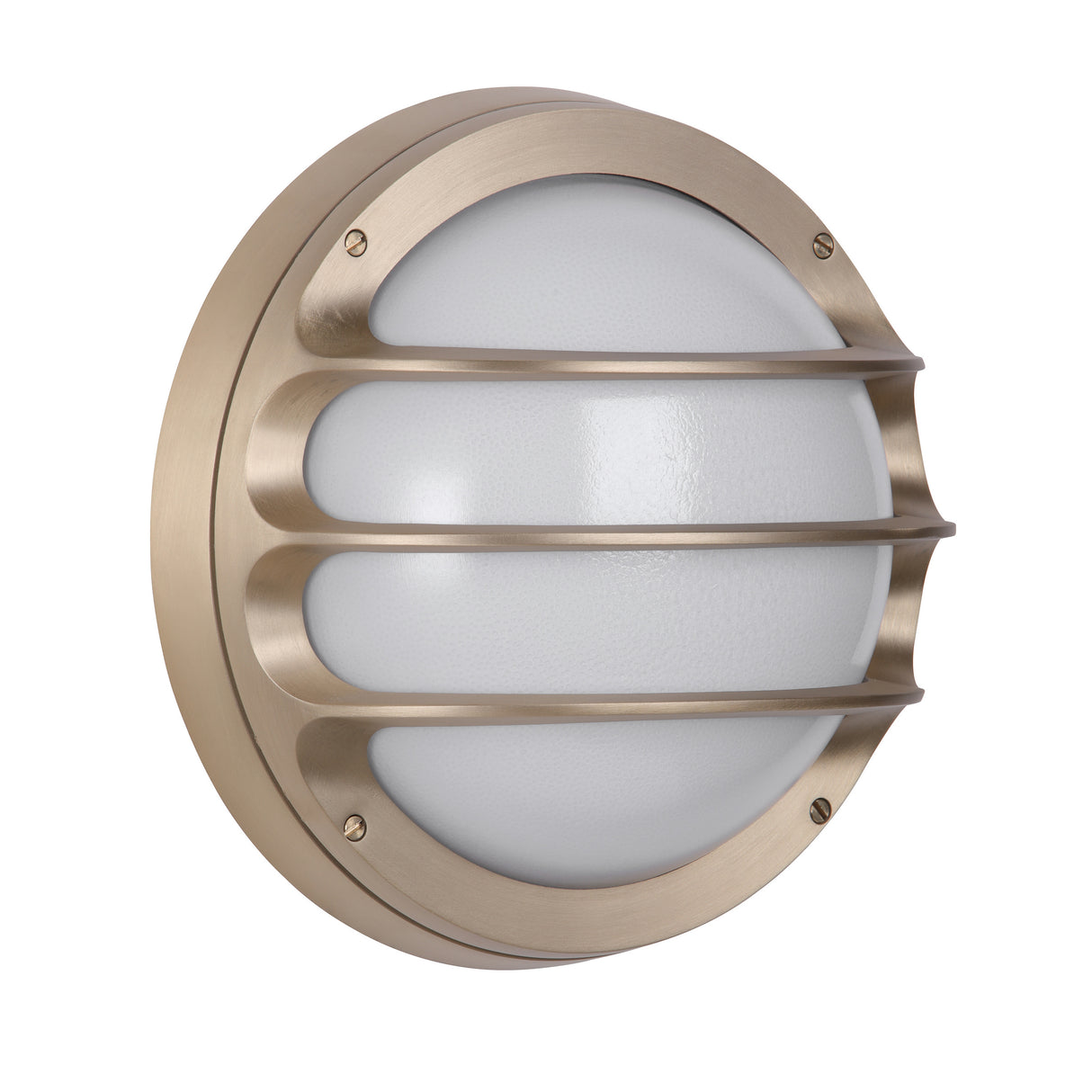 David Hunt Plymouth Outdoor Wall Light Round Brushed Brass and Opal Glass IP64