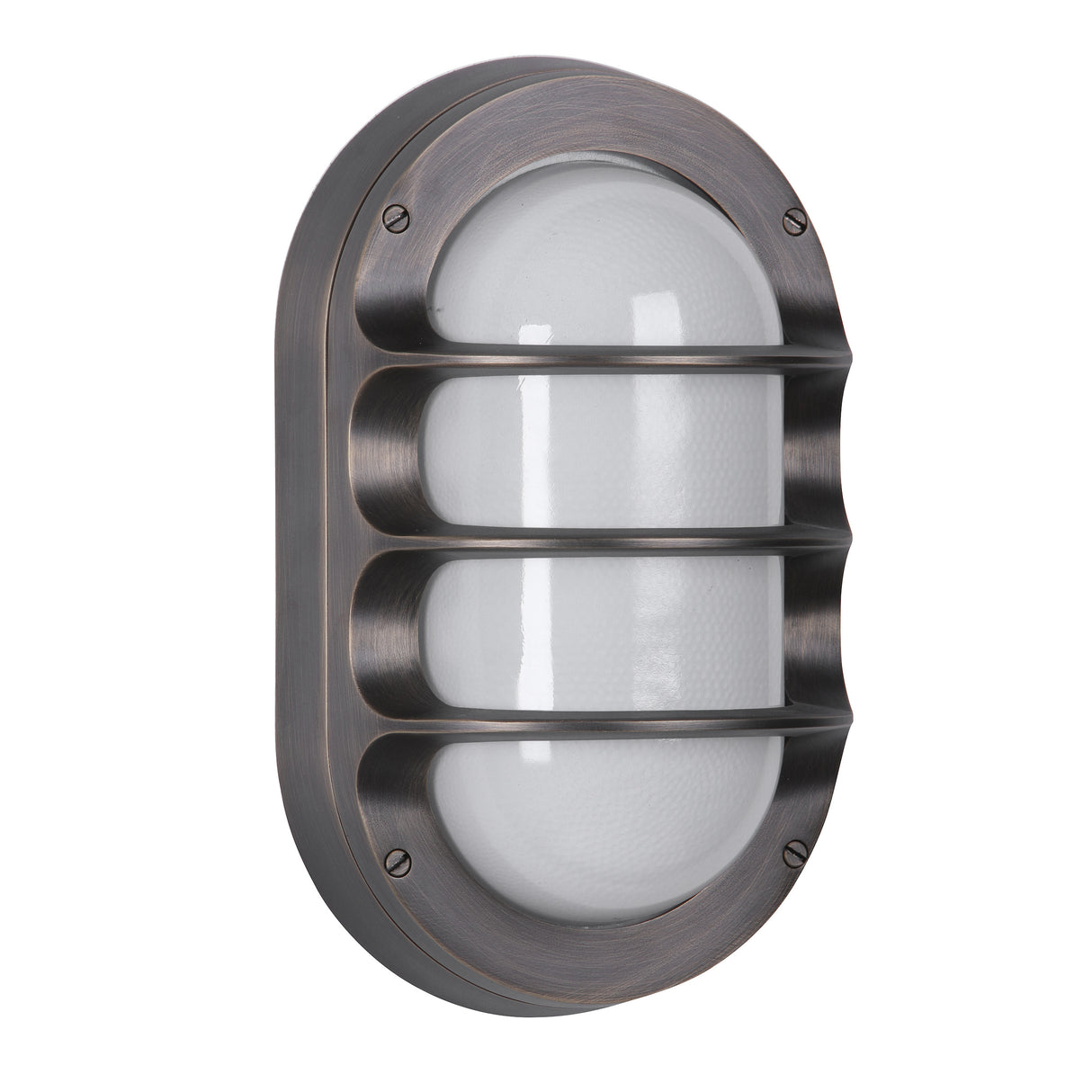 David Hunt Plymouth Outdoor Wall Light Oval Antique Brass and Opal Glass IP64