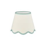 Dar Poma Natural Linen Tapered Drum Shade 25cm Blue Trim