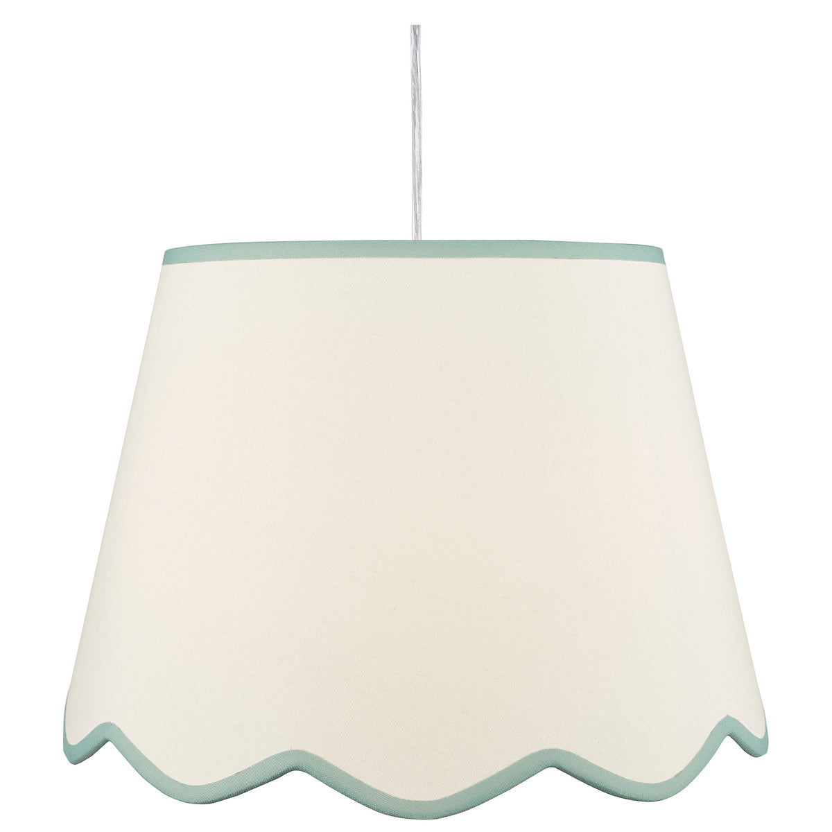 Dar Poma Natural Linen Tapered Drum Shade 45cm Blue Trim