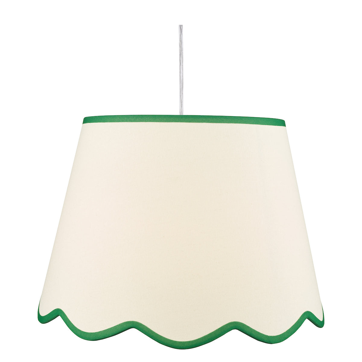 Dar Poma Natural Linen Tapered Drum Shade 45cm Green Trim