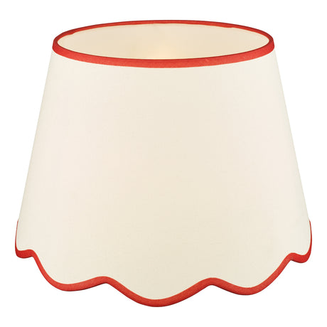 Dar Poma Natural Linen Tapered Drum Shade 45cm Red Trim