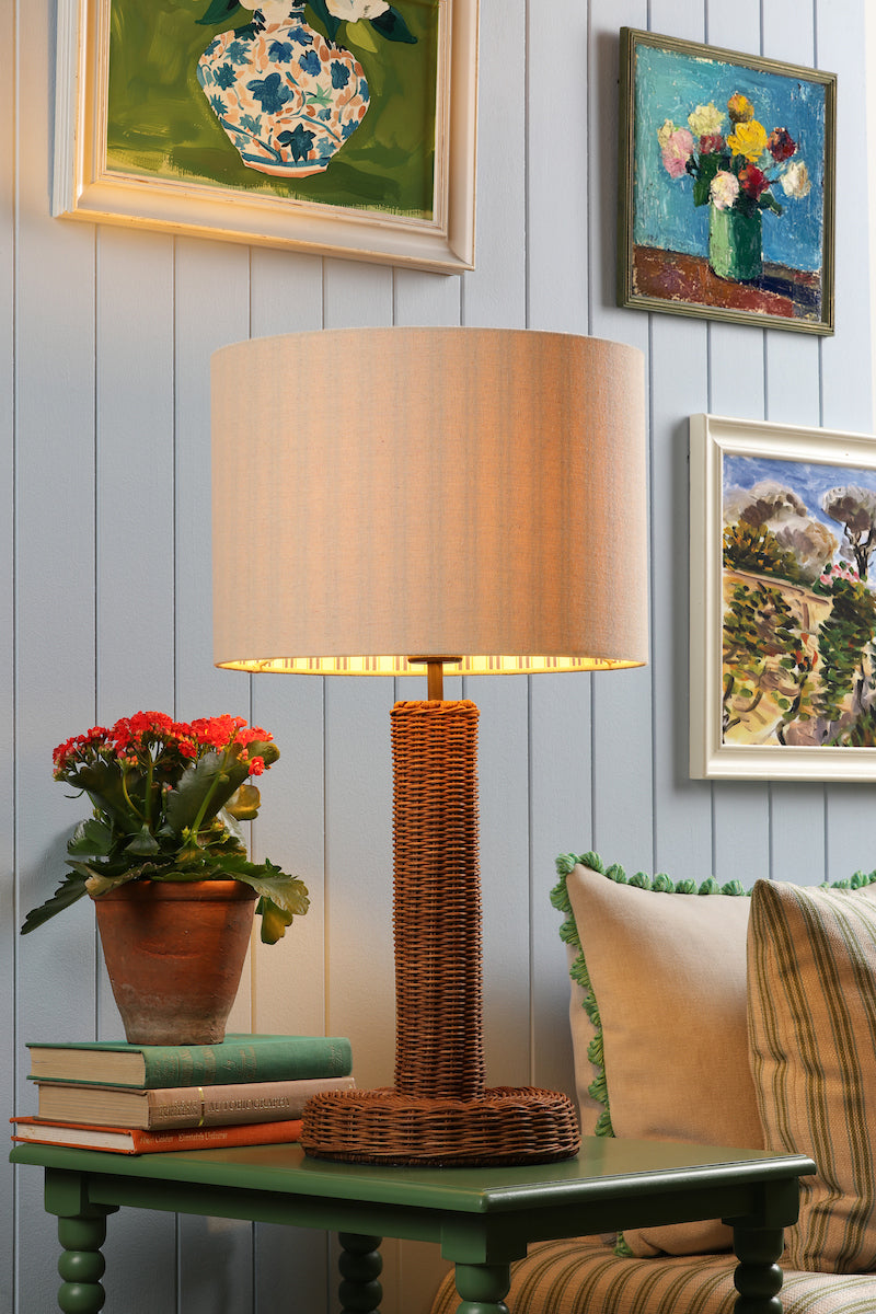 Joules Portree Table Lamp Rattan and Satin Bronze With Shade