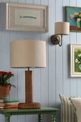 Joules Portree Table Lamp Rattan and Satin Bronze With Shade