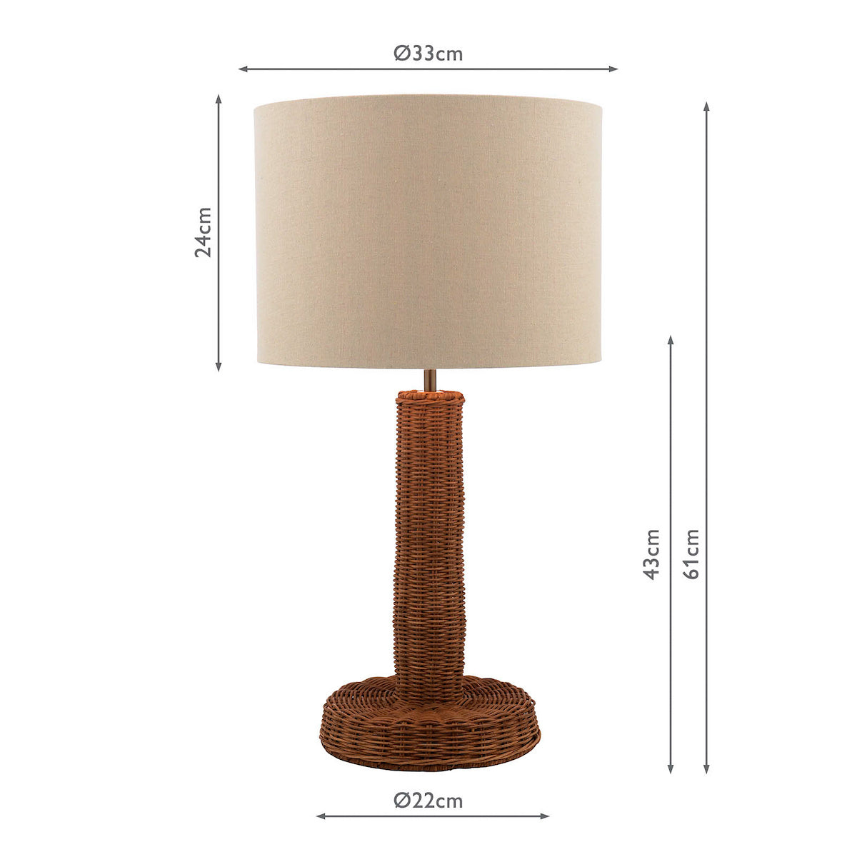 Joules Portree Table Lamp Rattan and Satin Bronze With Shade
